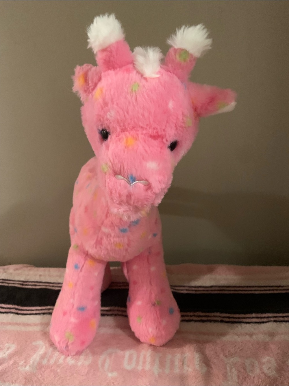 Plush Pink Polka Dot Giraffe build a bear Stuffed Animal